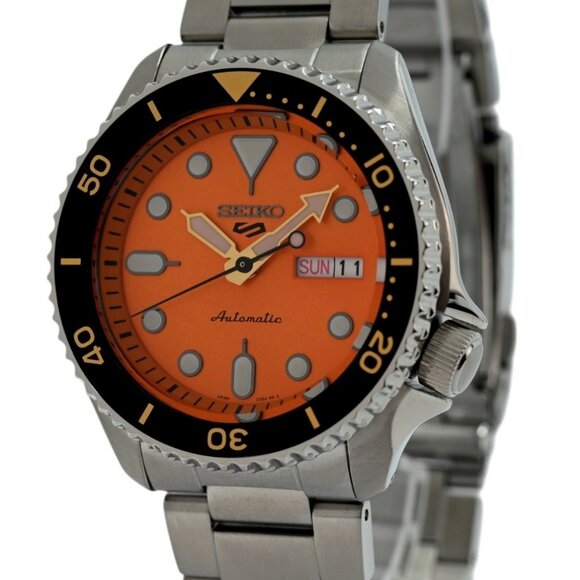 Seiko 42mm Men's Sport Auto Orange Dial 4R36-07G0 Stainless Steel - Picture 4 of 7